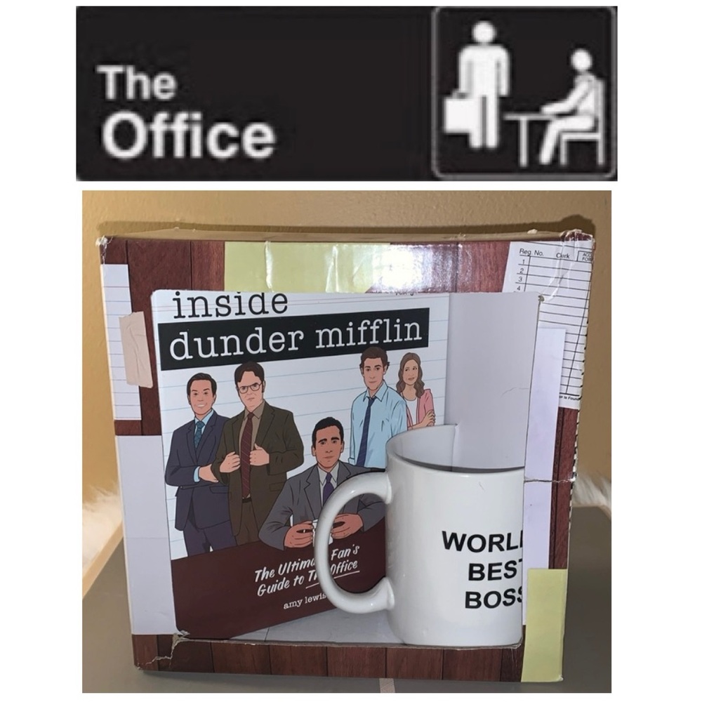 🎄 THE OFFICE World’s Best Boss Mug & Dunder Mifflin Book Set NIB